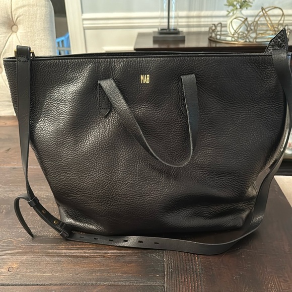 Madewell Black Leather Transport Tote Bag